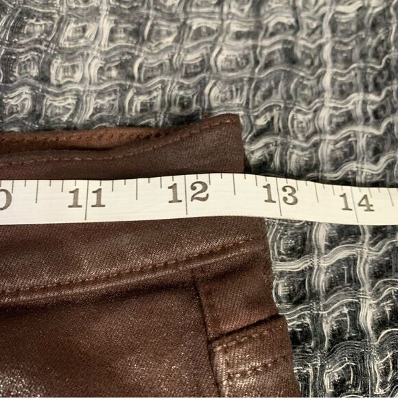 7 FOR ALL MANKIND Coated Brown Ankle Super Skinny High Waist Jeans Waist 25 #773 - Picture 11 of 14